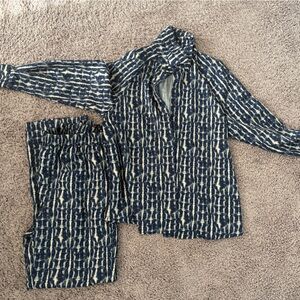 Blue and White Patterned Pajama Set